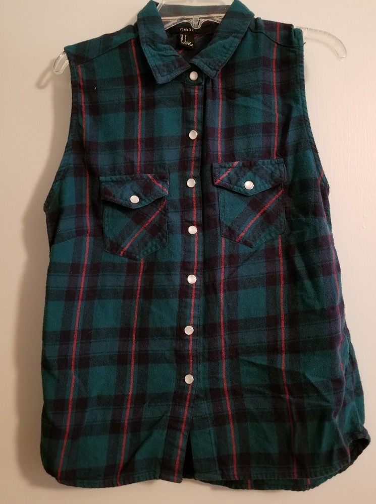 SALE NWOT Flannel Button Down Muscle Tee Cover Up